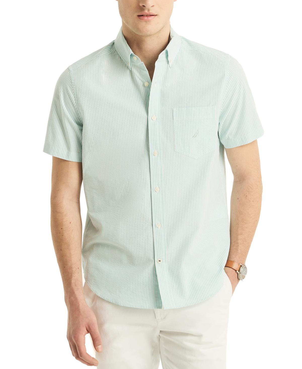 Nautica Mens Striped Seersucker Short Sleeve Button-Down Shirt Product Image