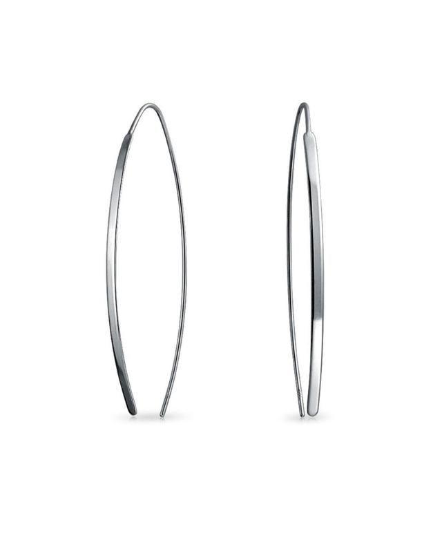 Bling Jewelry Delicate Minimalist Modern Long Thin Line Linear Threader Earrings For Women Sterling Silver Product Image