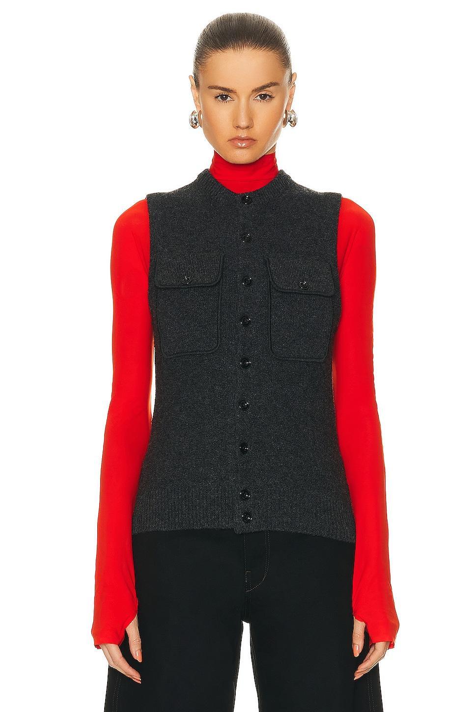 Lemaire Sleeveless Fitted Cardigan in Black Product Image