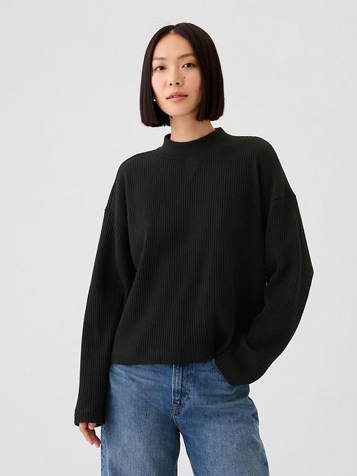 Oversized Mockneck Waffle T-Shirt Product Image