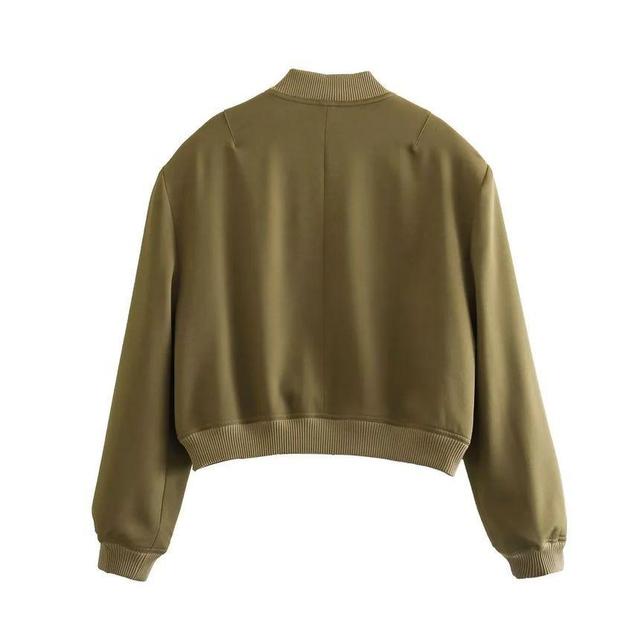 Plain Button Bomber Jacket Product Image