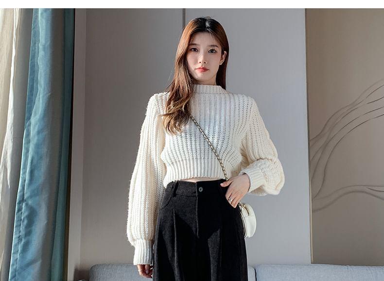 High Waist Corduroy Plain Wide Leg Pants (Various Designs) Product Image