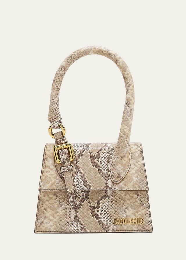 Jacquemus Le Chiquito Moyen Snakeskin Embossed Leather Top Handle Bag Product Image