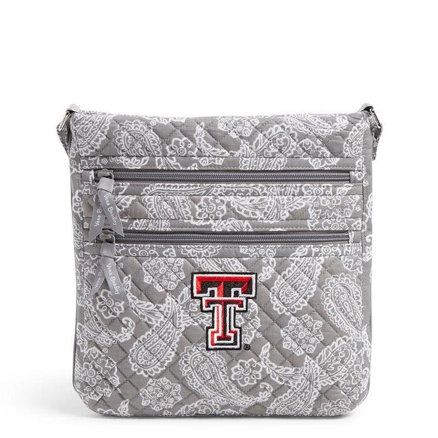 Vera Bradley Collegiate Triple Zip Hipster Crossbody Bag Women in Gray/White Bandana with Texas Tech University Logo Product Image