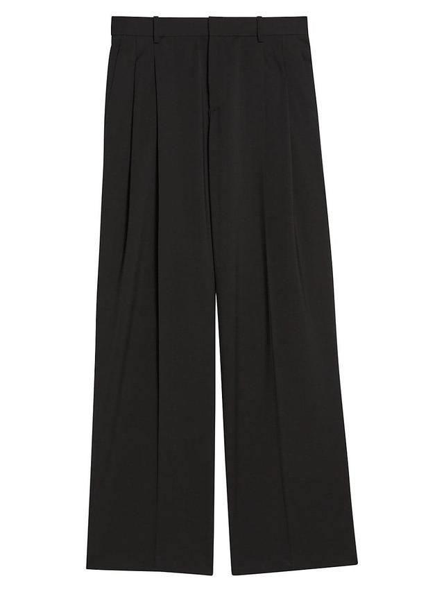 Womens Wool Pleated Wide-Leg Trousers Product Image