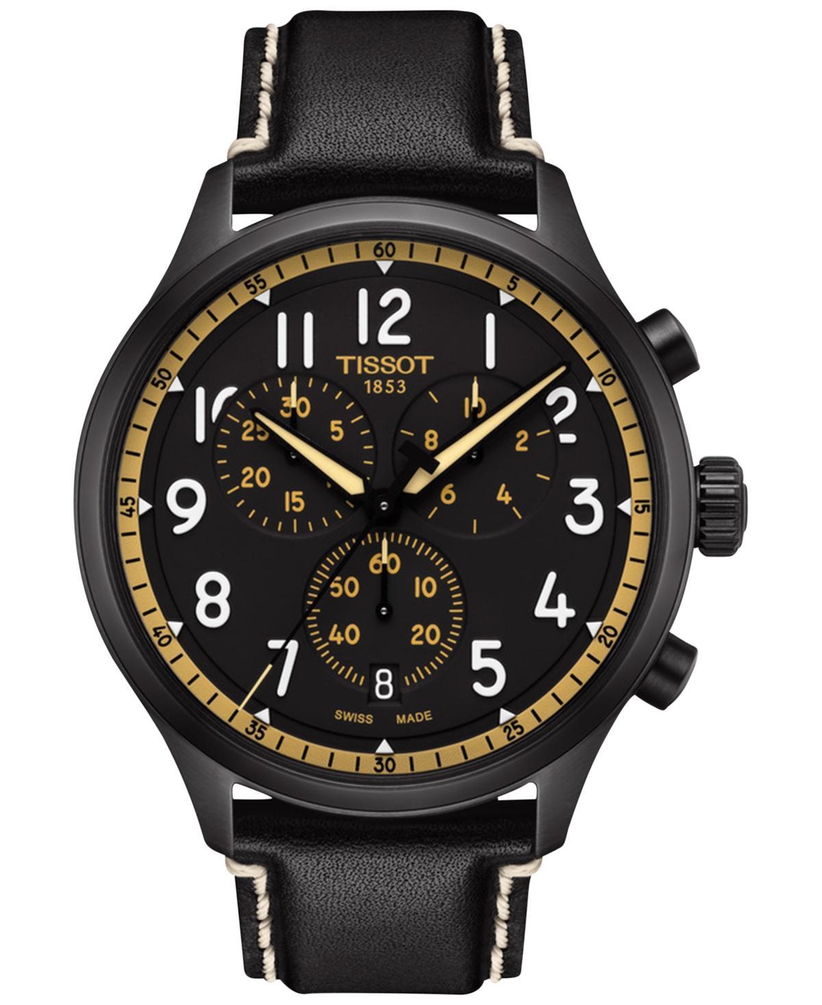 Tissot Mens Chrono XL Vintage Sport Collection Chronograph Black Leather Strap Watch Product Image