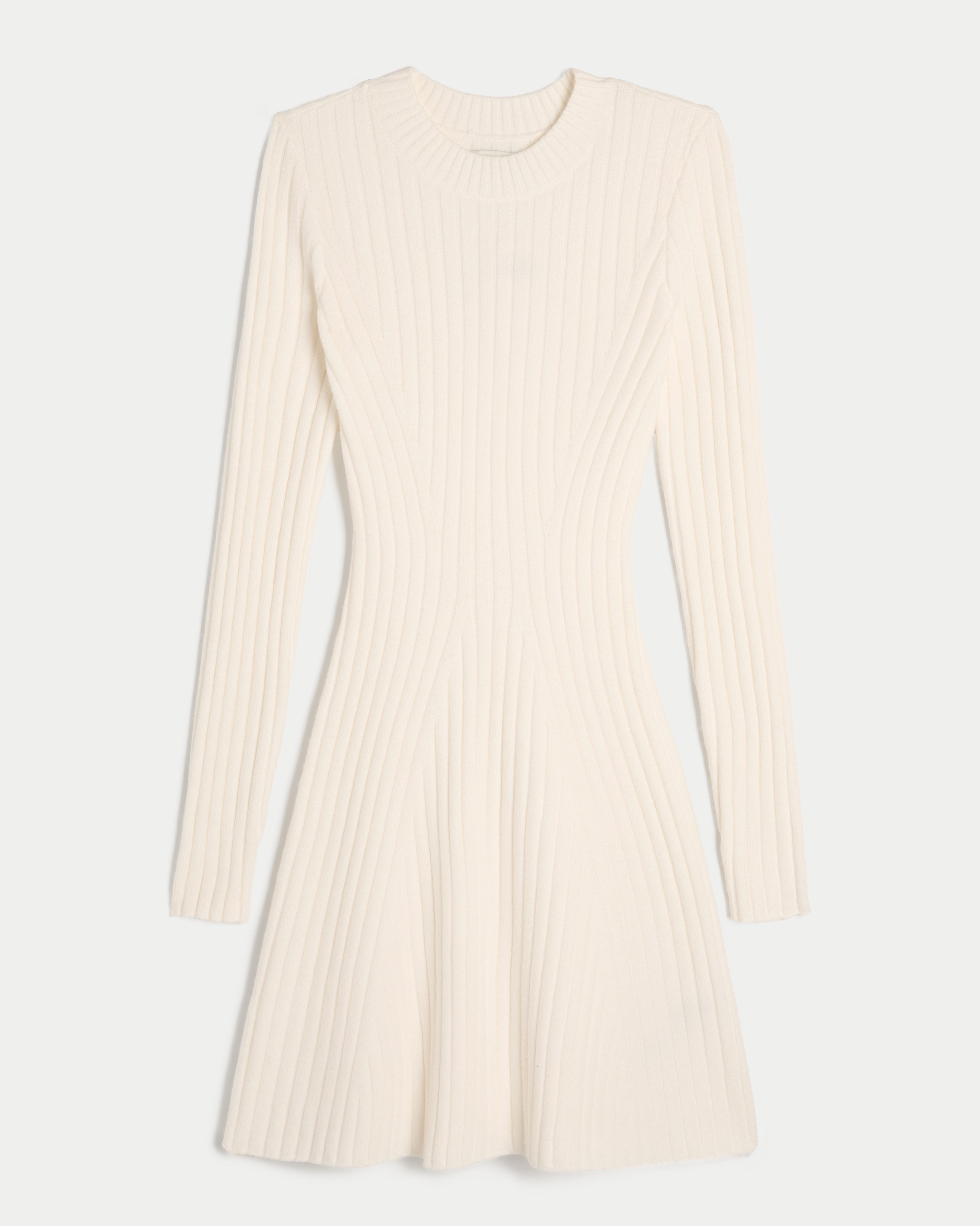 Ribbed Skater Mini Sweater Dress Product Image