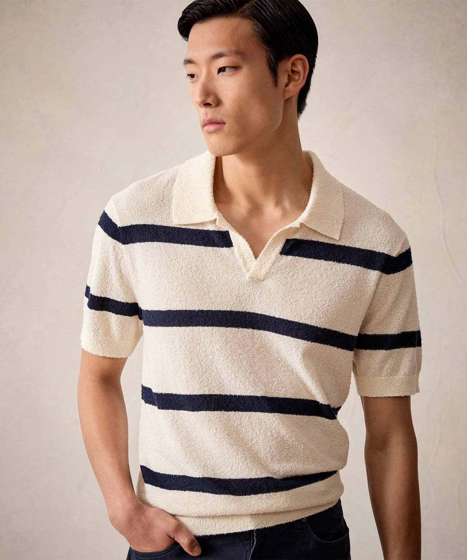 Boucle Stripe Polo in Bisque Product Image