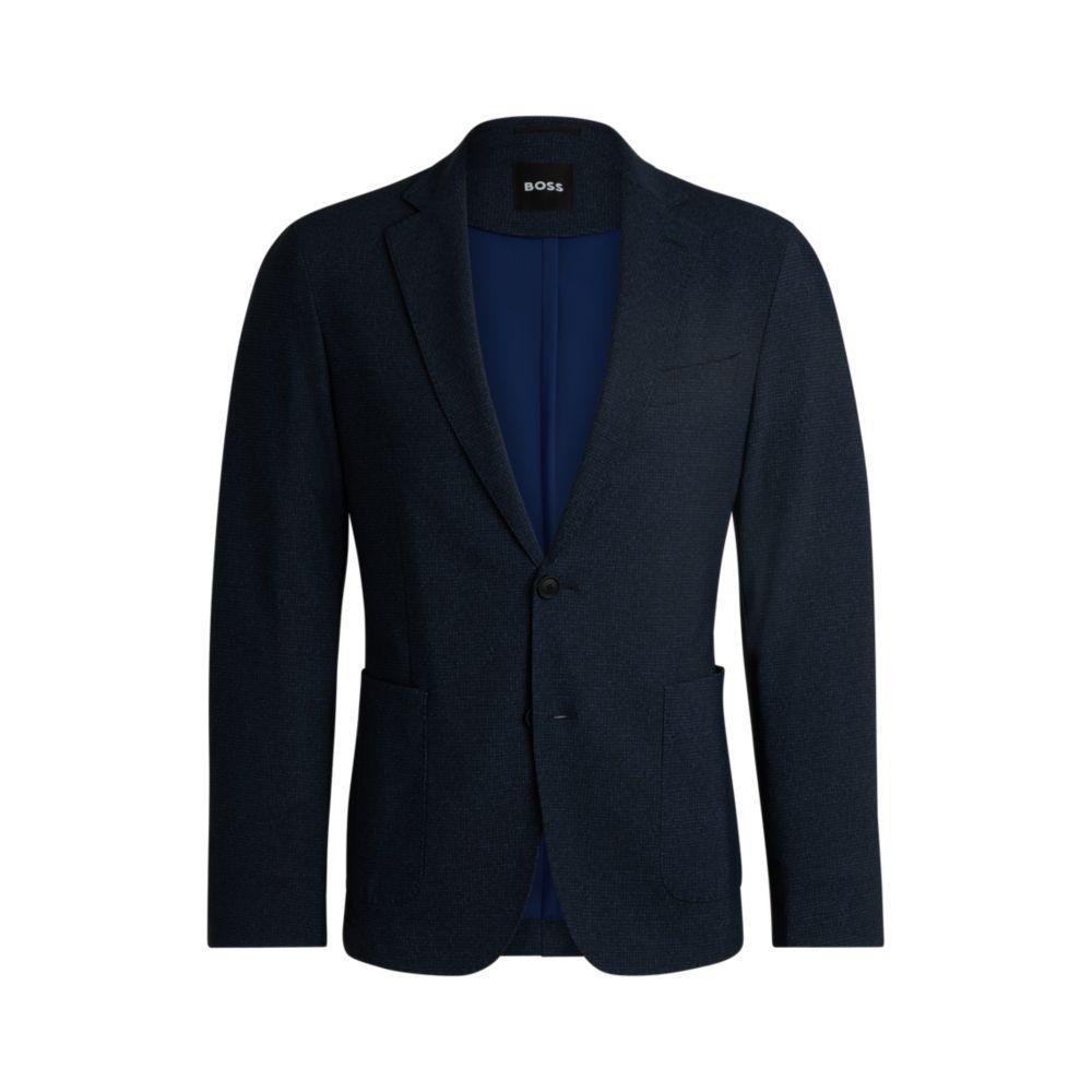 HUGO BOSS Slim-fit Jacket In Micro-patterned Performance-stretch Fabric In Dark Blue Product Image