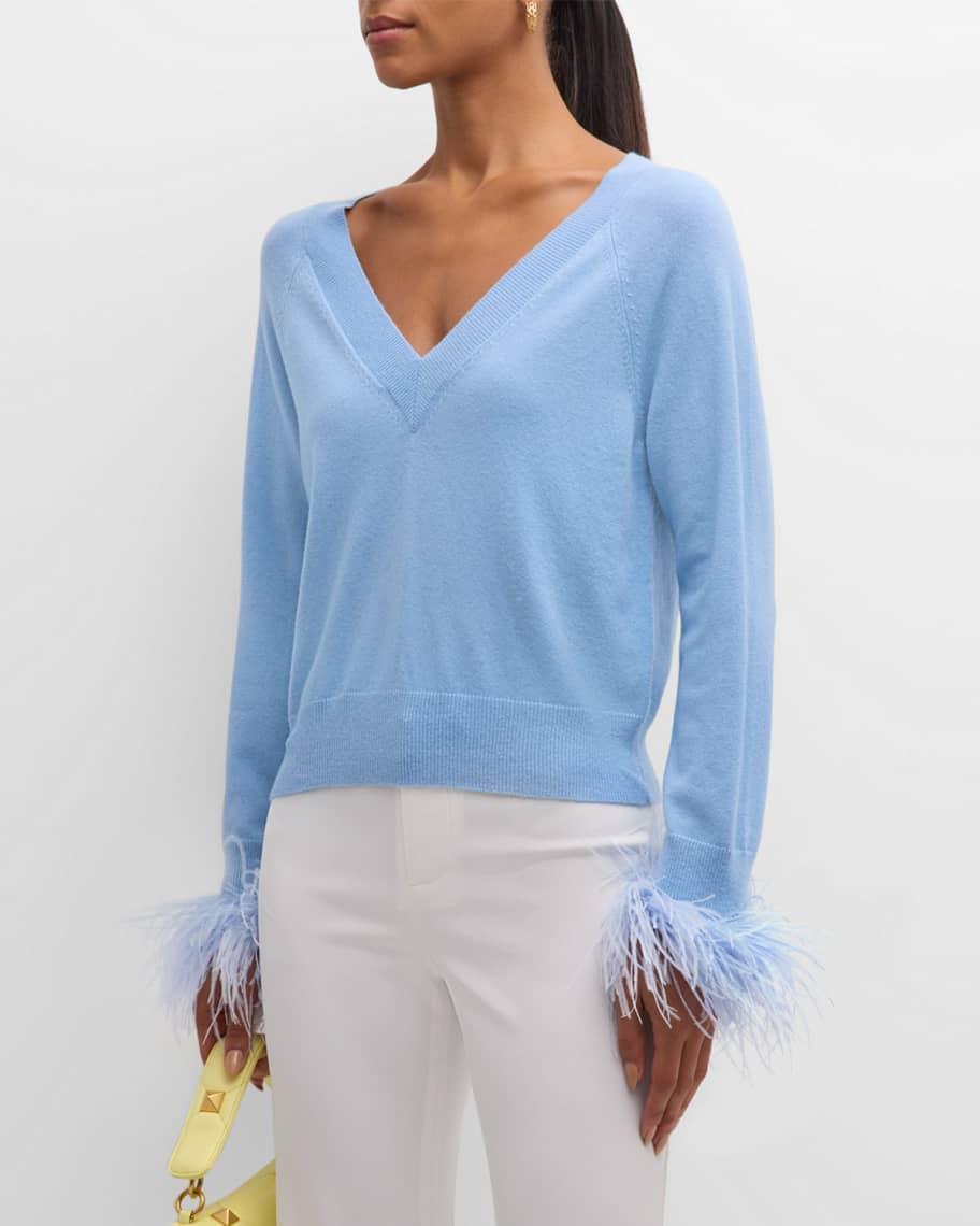 Feather-Trim Wool-Cashmere Sweater Product Image