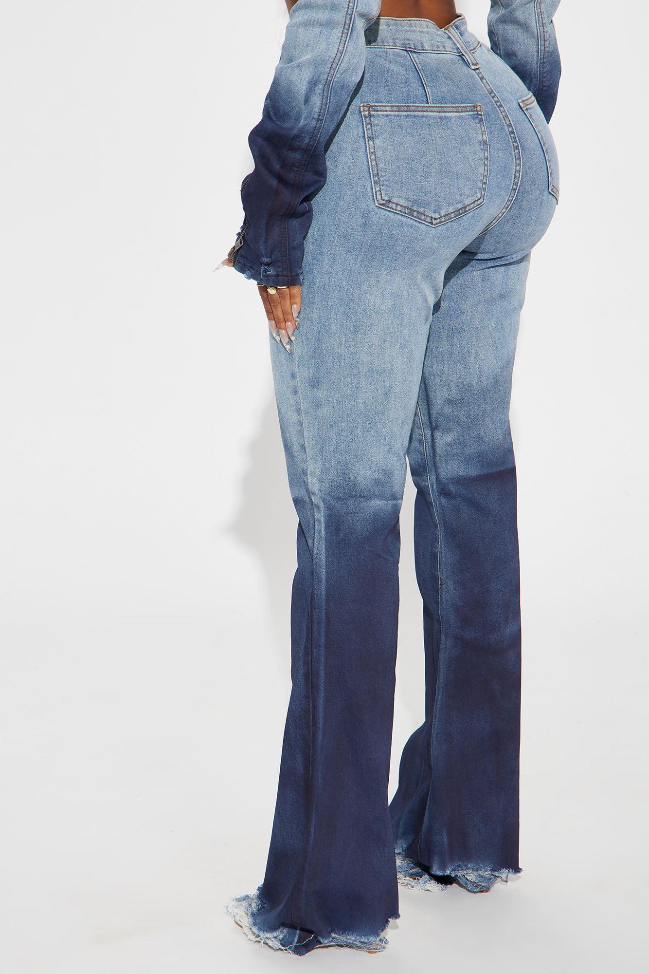 Out Of Reach Ombre Straight Leg Jeans - Medium Wash Product Image