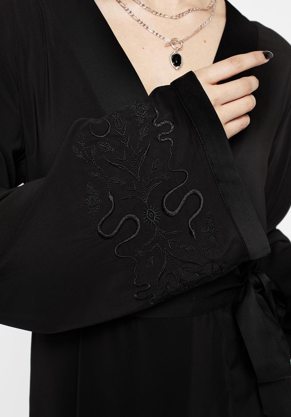 Veles Embroidered Chiffon Midaxi Wrap Dress Product Image