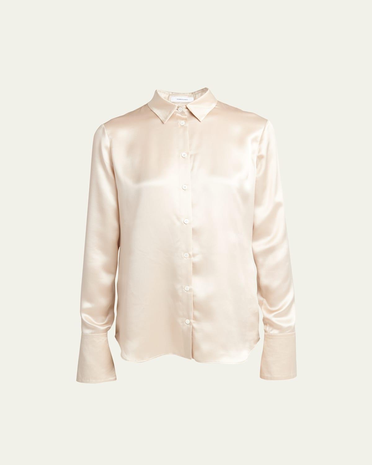 Womens Satin Buttoned Blouse Product Image