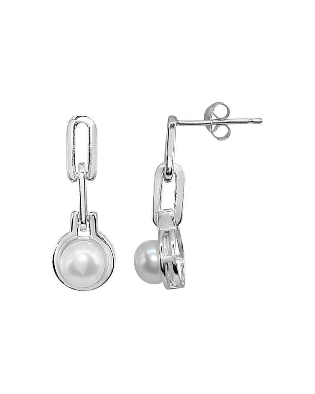 Aleure Precioso Sterling Silver Freshwater Cultured Pearl Doorknocker Drop Earrings, Womens Product Image