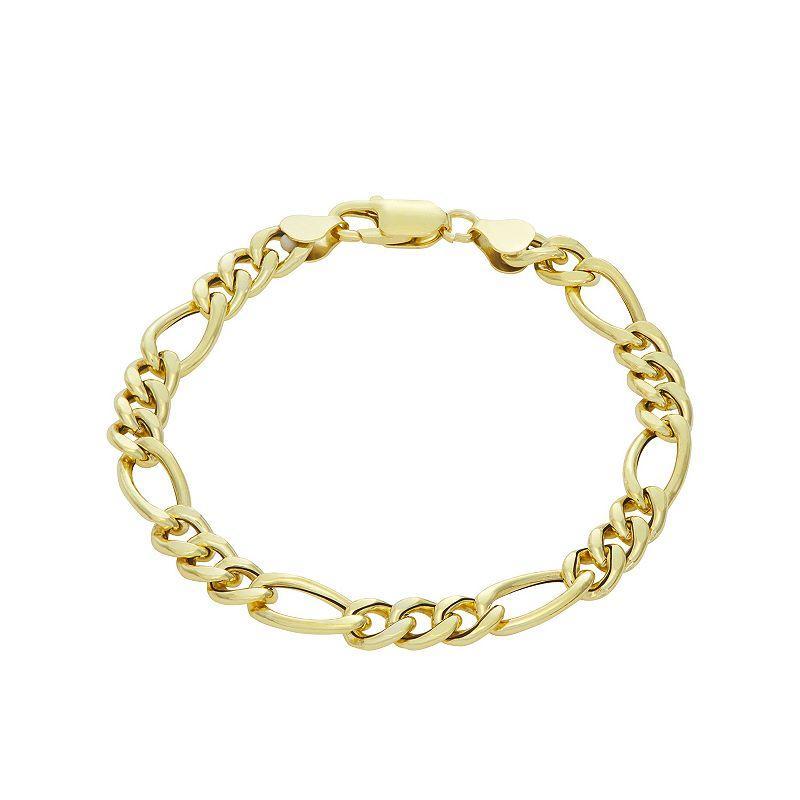 Giorgio di Vicenza Sterling Silver Mens Italian Figaro Chain Bracelet Gold Tone Product Image