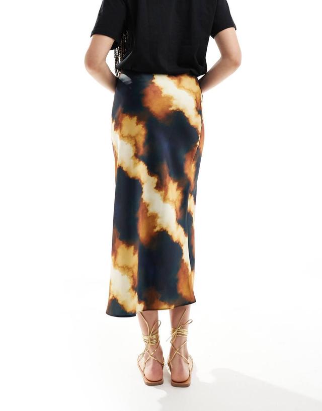 ASOS DESIGN Tall satin bias cut midi skirt in leopard print Product Image