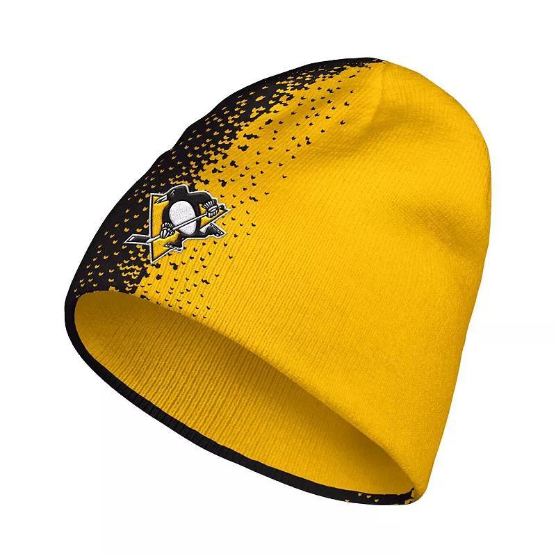 Mens adidas Black/Gold Pittsburgh Penguins Split Knit Hat Product Image