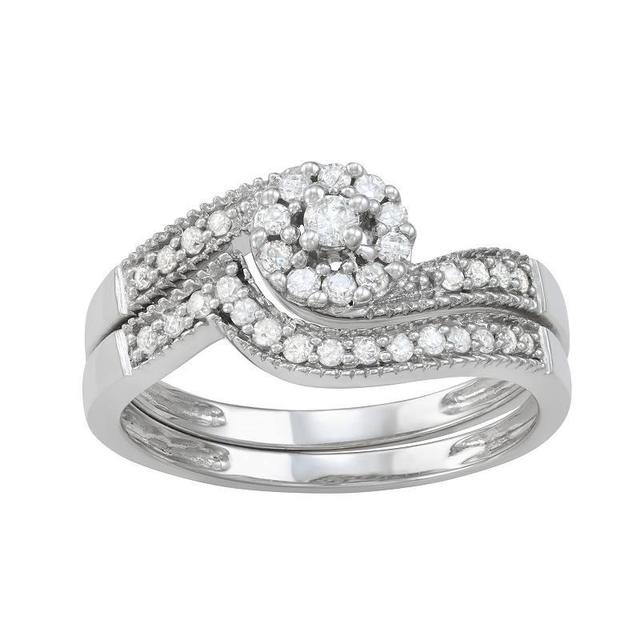 10k White Gold 1/3 Carat T.W. Diamond Bridal Set Ring, Womens Product Image