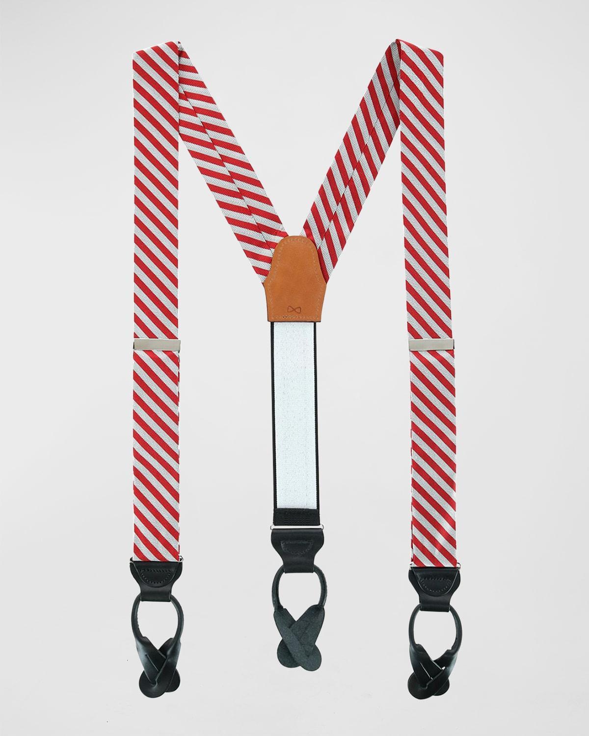 Trafalgar The Griswold Stripe Herringbone Silk Suspenders Product Image