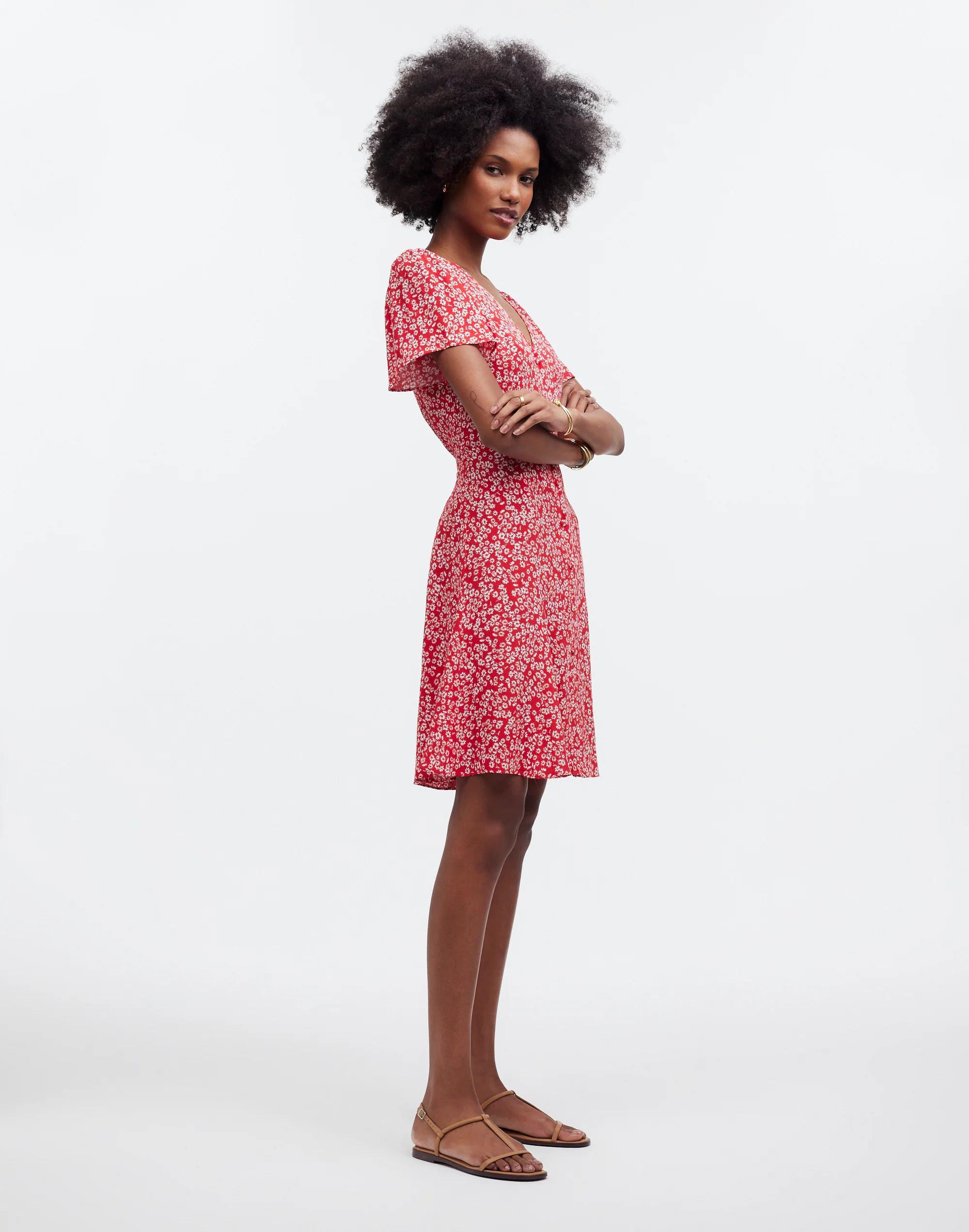 Flutter-Sleeve Mini Dress in Floral Product Image