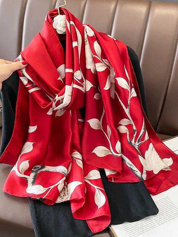 Sun-Protection Contrast Color Floral Printed Shawl&Scarf Product Image