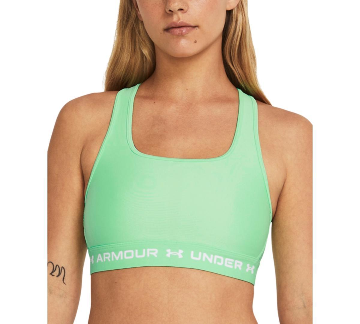 Under Armour Womens Crossback Medium Impact Sports Bra Capri / Sky Blue Product Image