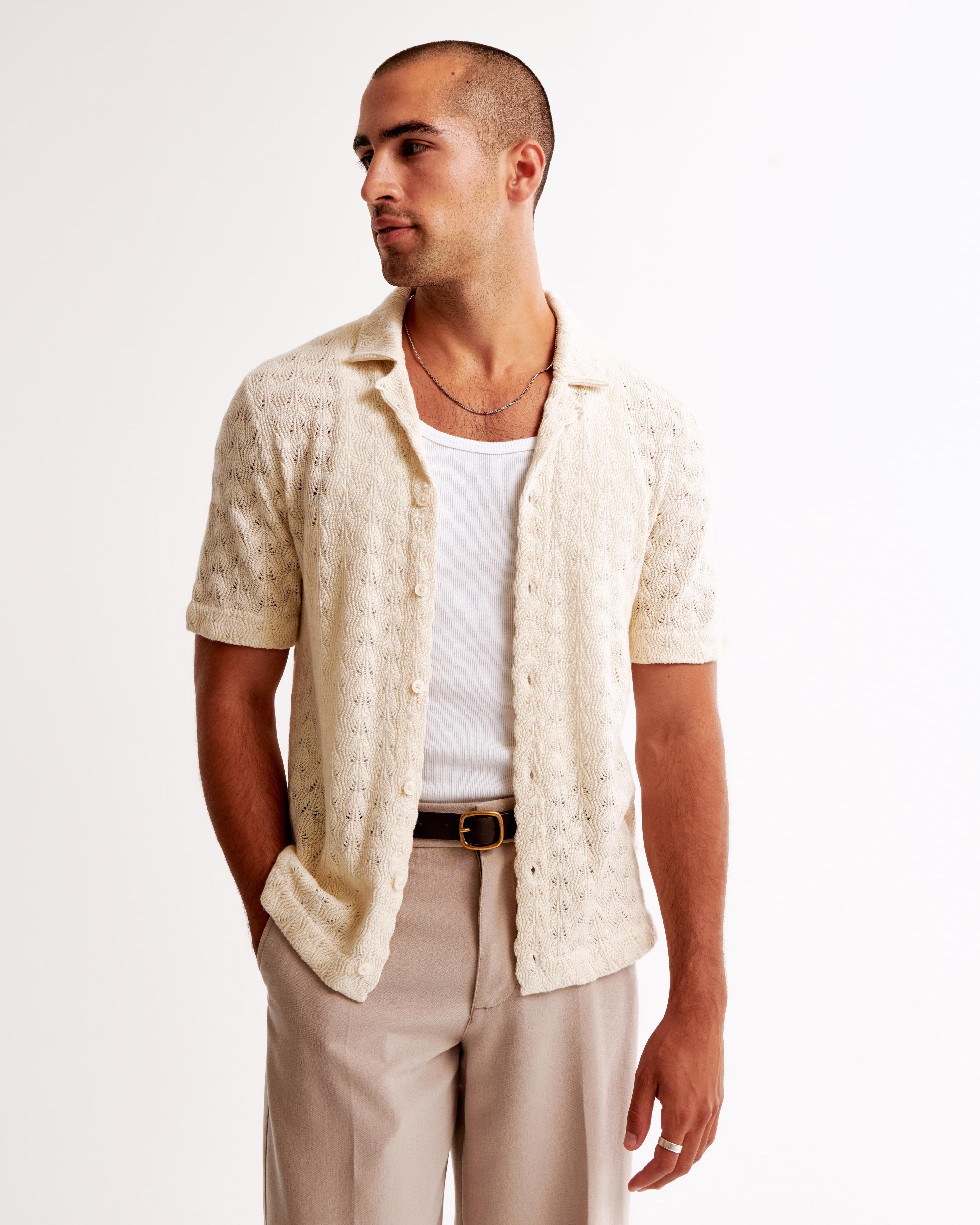 Textured Knit Button-Through Sweater Polo Product Image