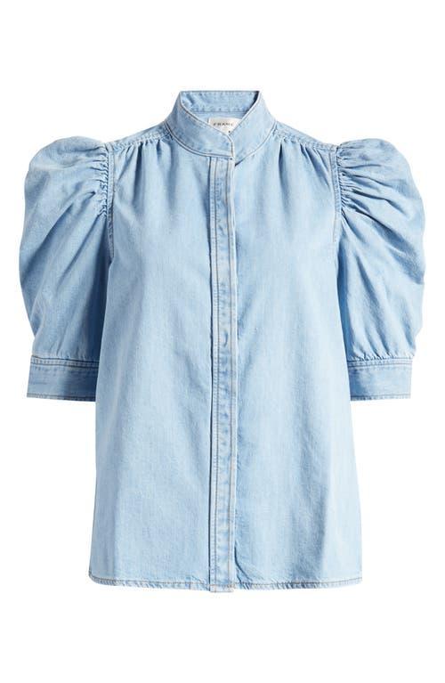 FRAME Gillian Denim Puff-sleeve Top In Blue Product Image