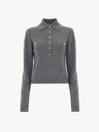 Polo sweater in wool & cashmere Product Image