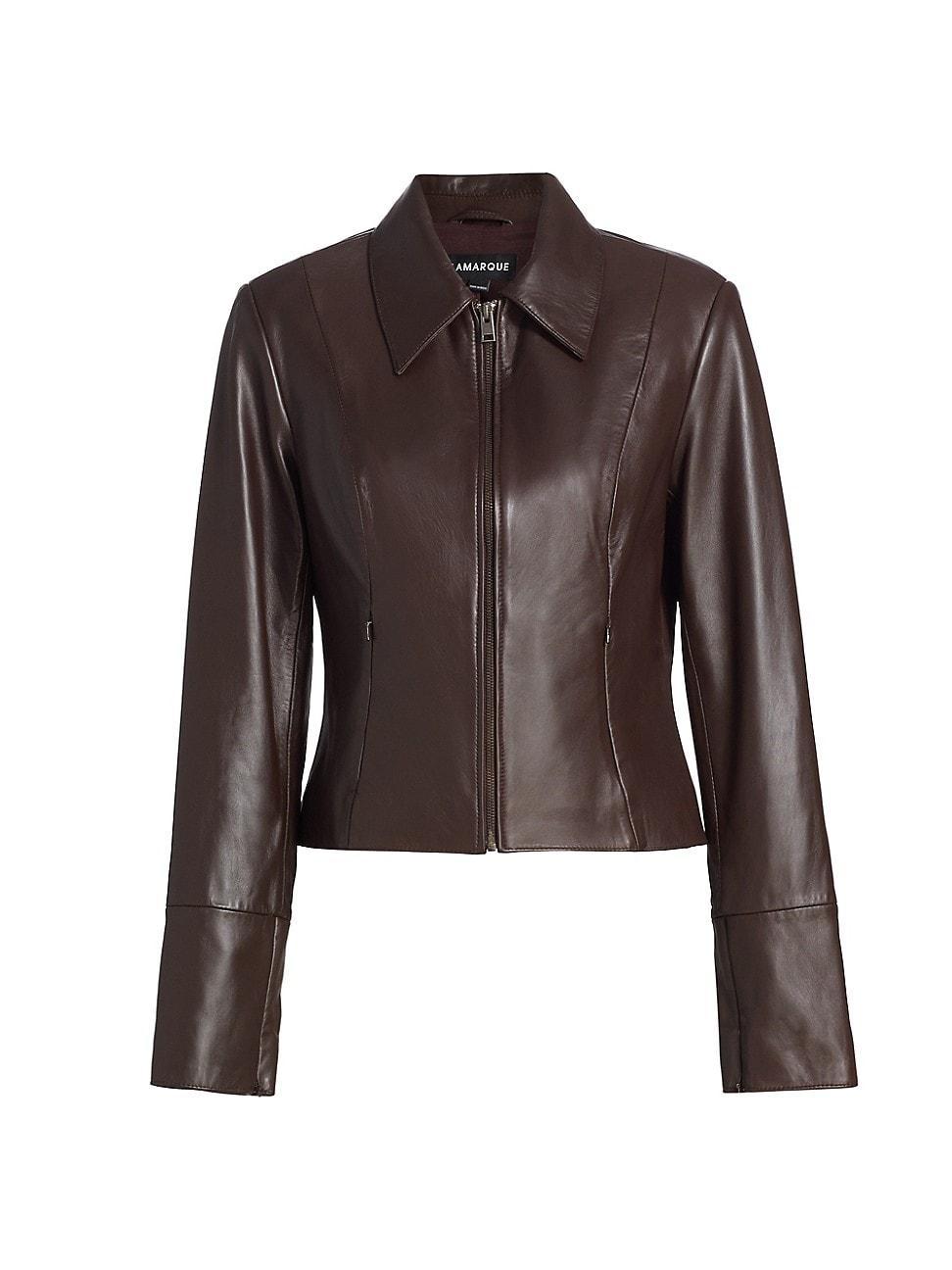 Womens Oceana Fitted Leather Jacket Product Image