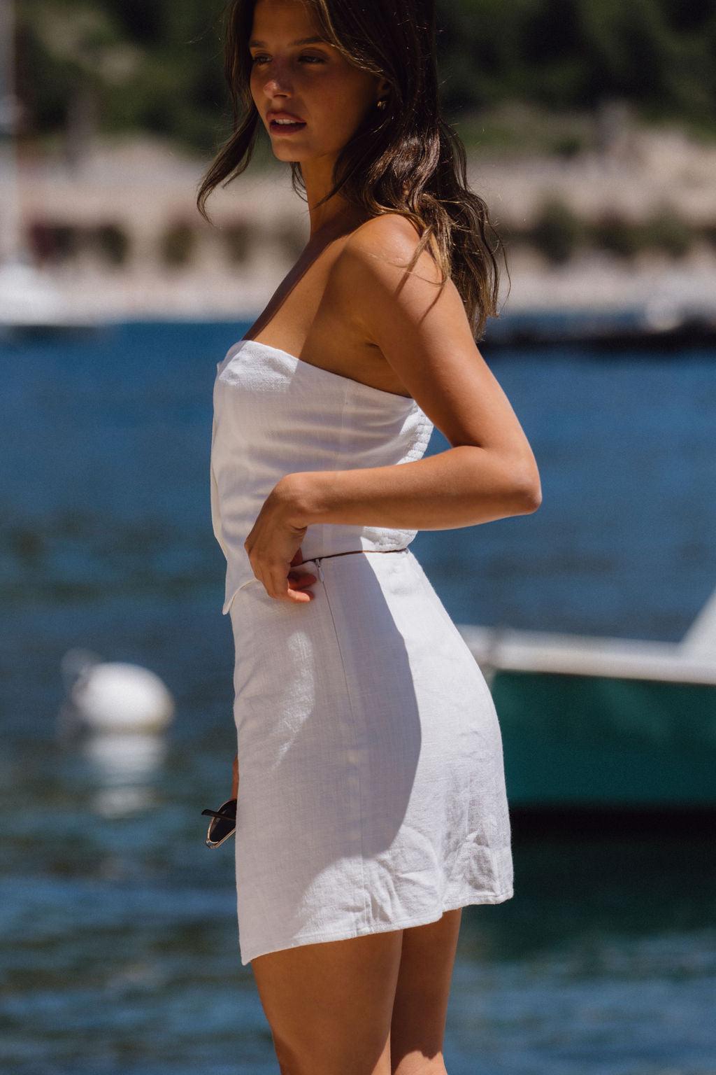 Diane White Linen Mini Skirt Product Image