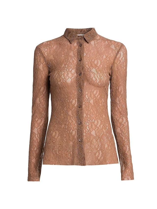 Womens Stretch Lace Long-Sleeve Shirt Product Image