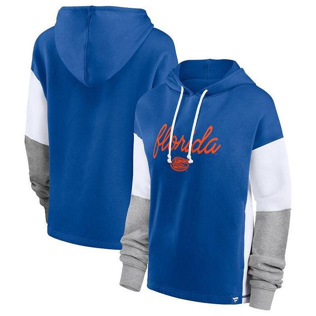 Womens Fanatics Branded Royal Florida Gators Play It Safe Colorblock Pullover Hoodie Product Image