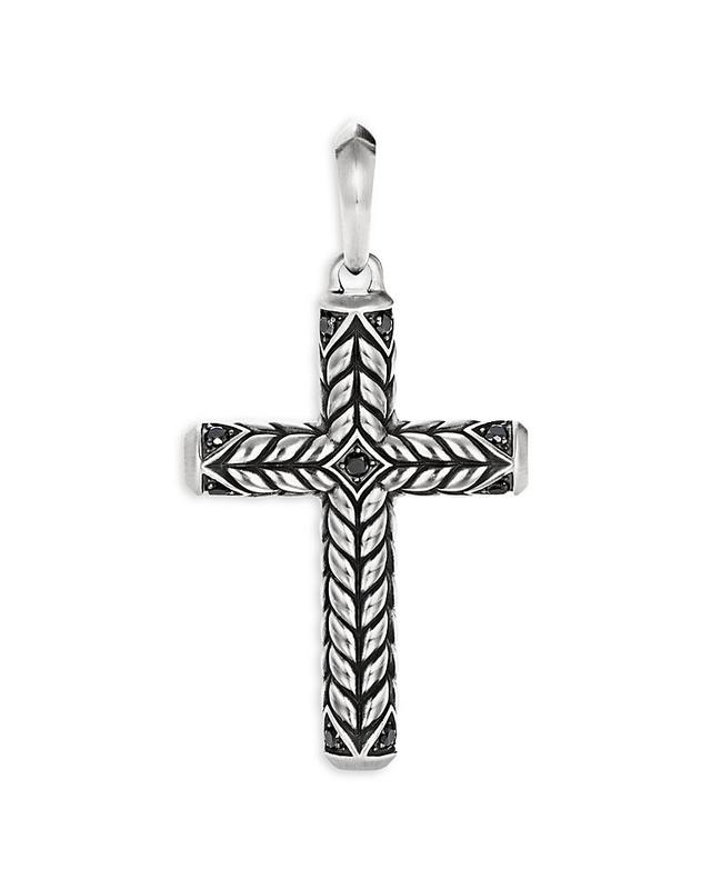 David Yurman Chevron Sculpted Cross Pendant with Pave Black Diamonds Product Image