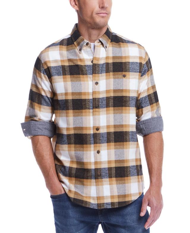 Weatherproof Vintage Mens Regular-Fit Plaid Button-Down Flannel Shirt Product Image