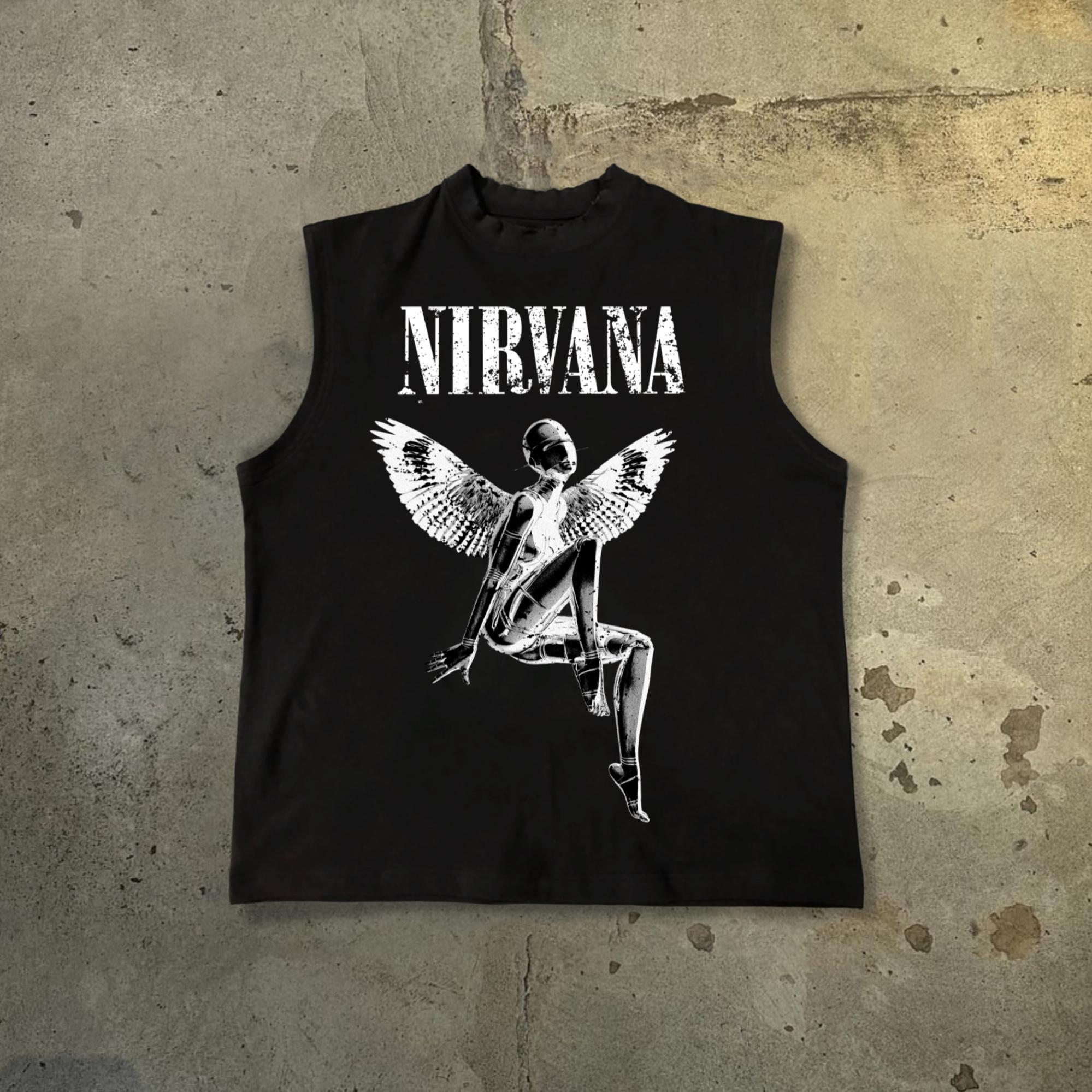 Men's Nirvana Rebirth - Vintage Empty Mountain Base Print Cotton Tank Top Product Image