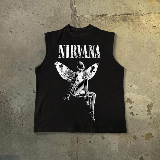 Men's Nirvana Rebirth - Vintage Empty Mountain Base Print Cotton Tank Top Product Image