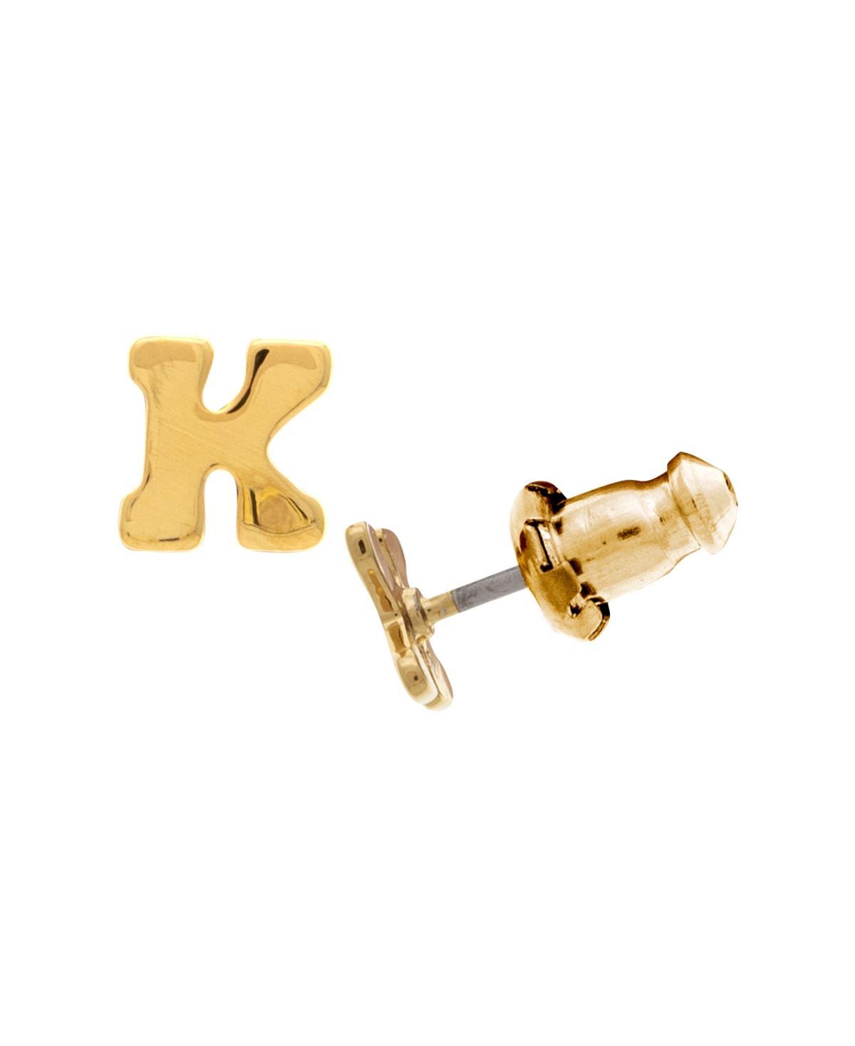 1928 14K Gold Dipped Initial Button Earrings, Womens, Yellow Product Image