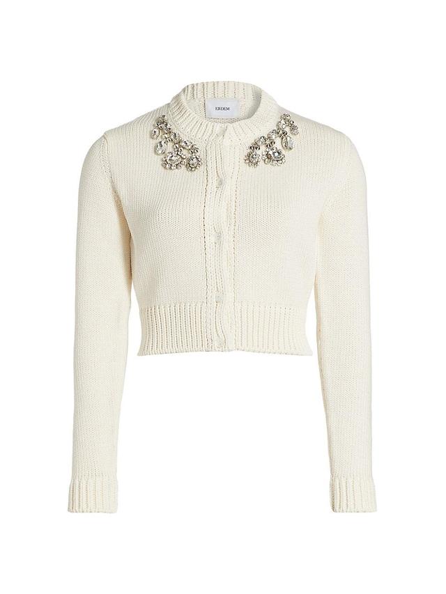 Womens Crystal-Embellished Cropped Sweater Product Image