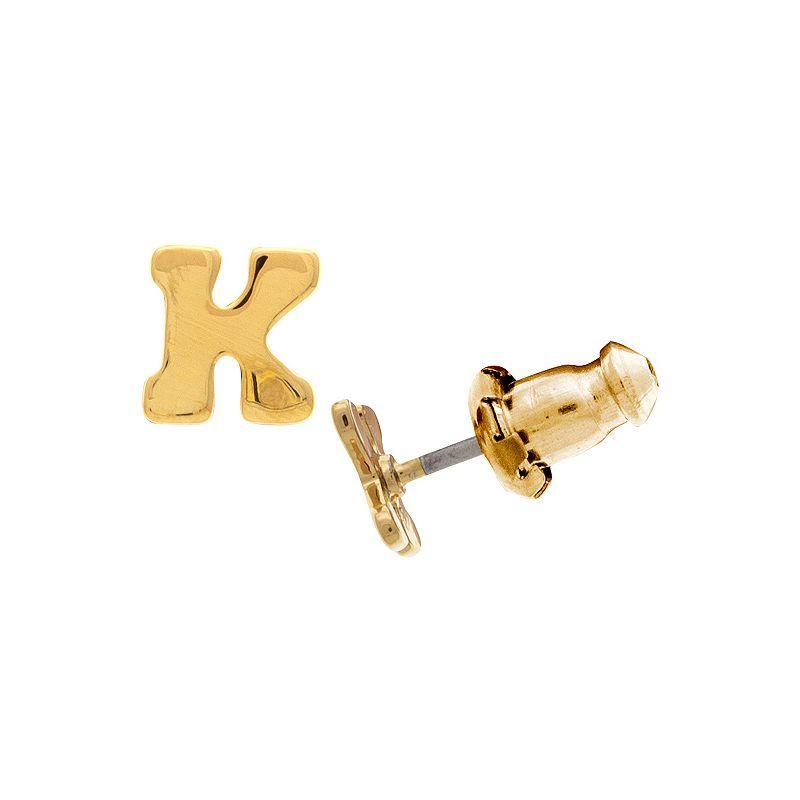 1928 14K Gold Dipped Initial Button Earrings, Womens, Yellow Product Image