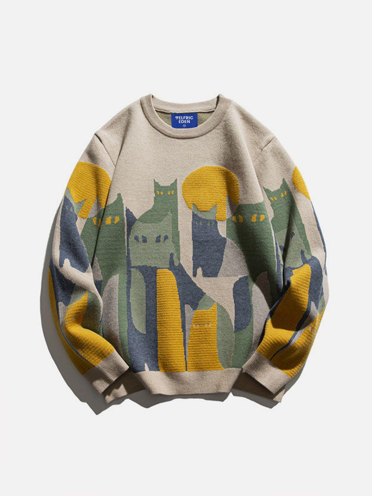 Aelfric Eden Color Blocking Cat Sweater Product Image