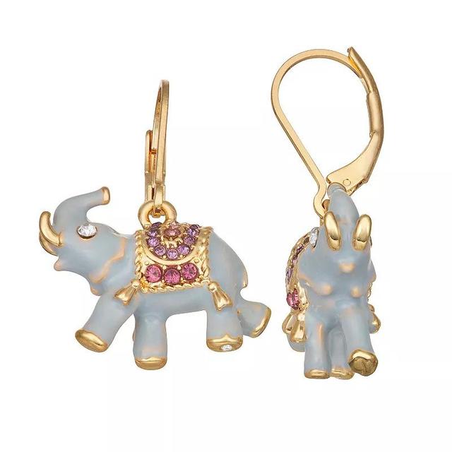 Napier Gold Tone Elephant Drop Leverback Earrings, Womens, Multi Product Image