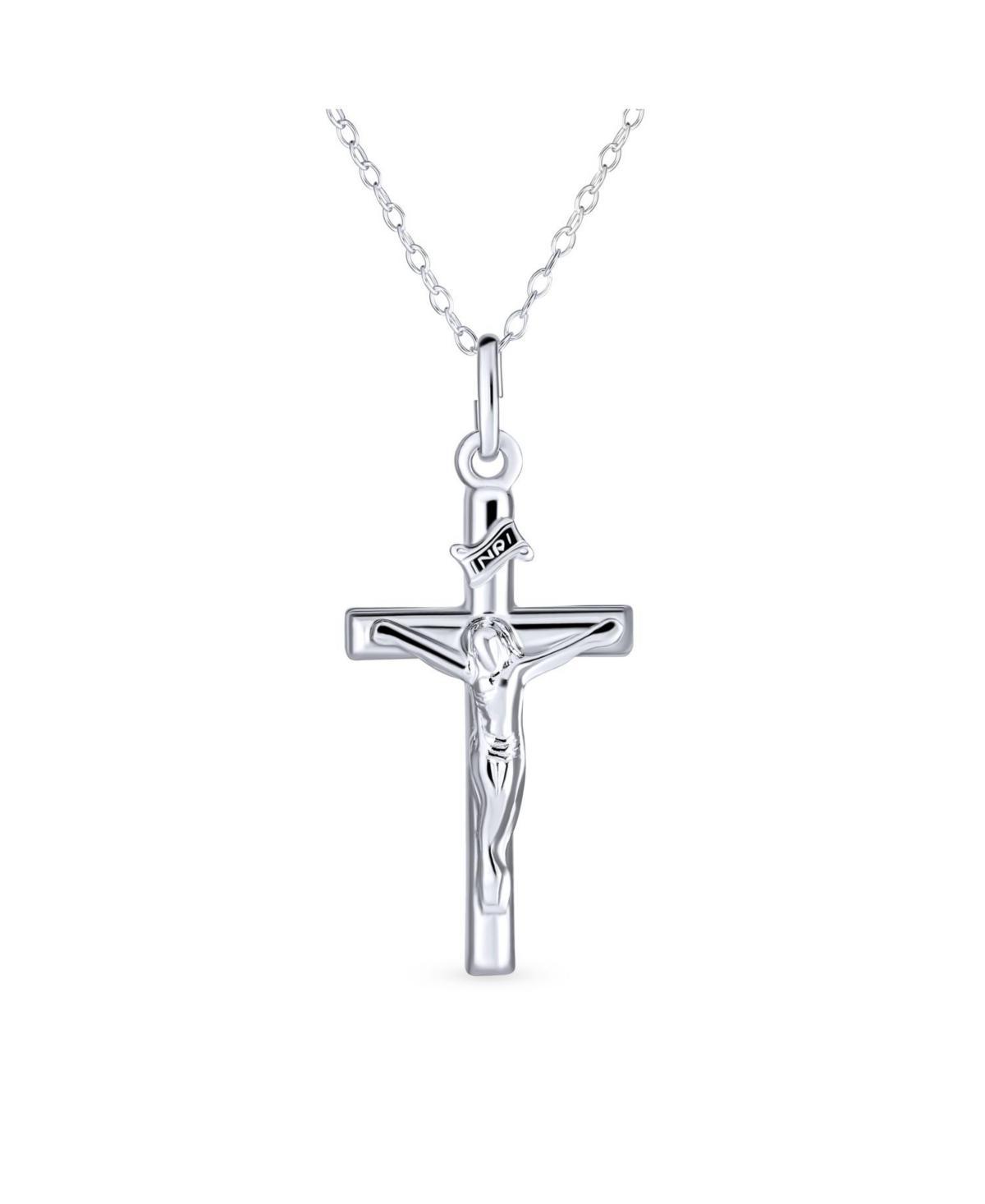 Bling Jewelry Christian Catholic Religious Jesus Inri Crucifix Cross Pendant Necklace For Women For Teen .925 Sterling Silver 1.25 Inch Product Image