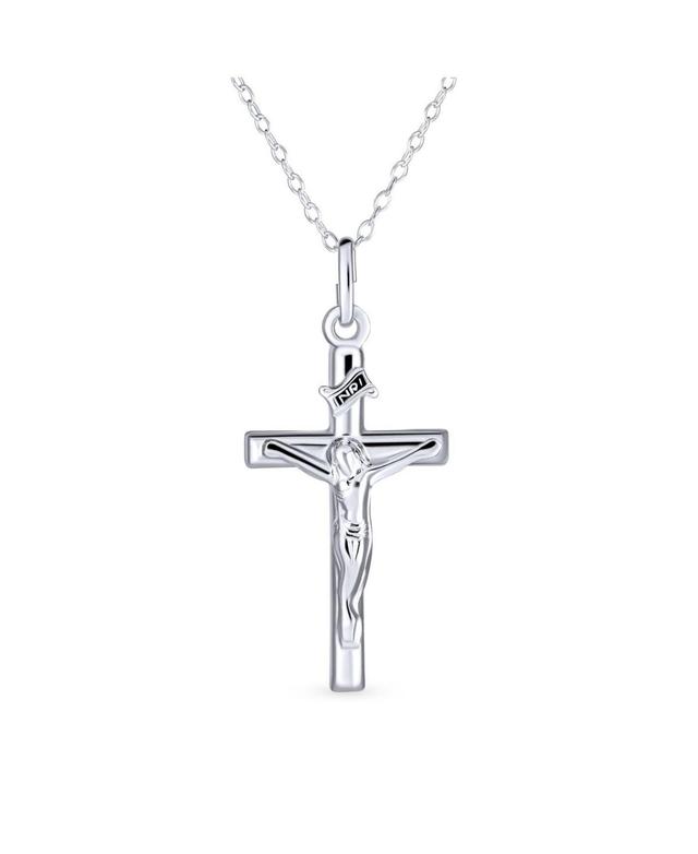 Bling Jewelry Christian Catholic Religious Jesus Inri Crucifix Cross Pendant Necklace For Women For Teen .925 Sterling Silver 1.25 Inch Product Image