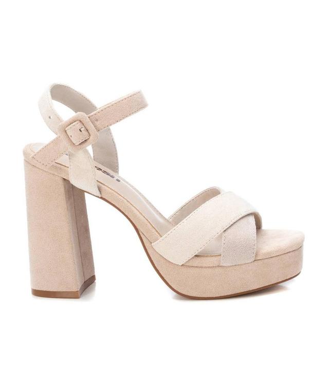 Womens Heeled Suede Sandals With Platform By Xti, 17078801 Beige Product Image