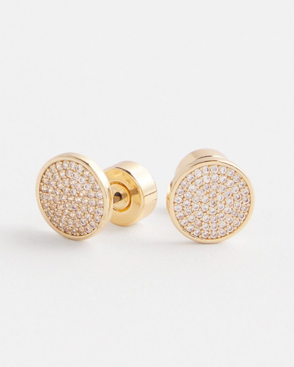 Gold Tone Pavé Stud Earrings Product Image