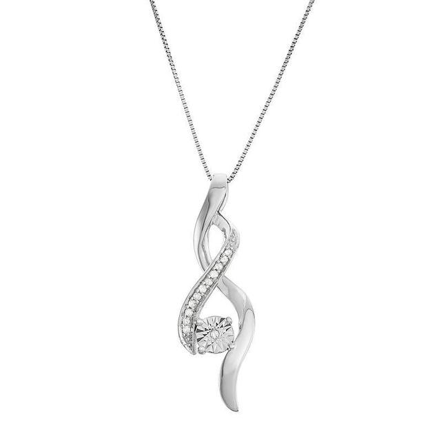 Sterling Silver Diamond Accent Infinity Pendant Necklace, Womens White Product Image