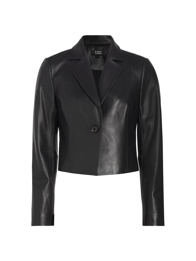 Womens Dayna Cropped Leather Jacket Product Image