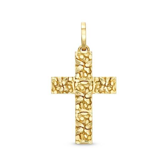 Men's Nugget Cross Charm in 10K Gold Product Image