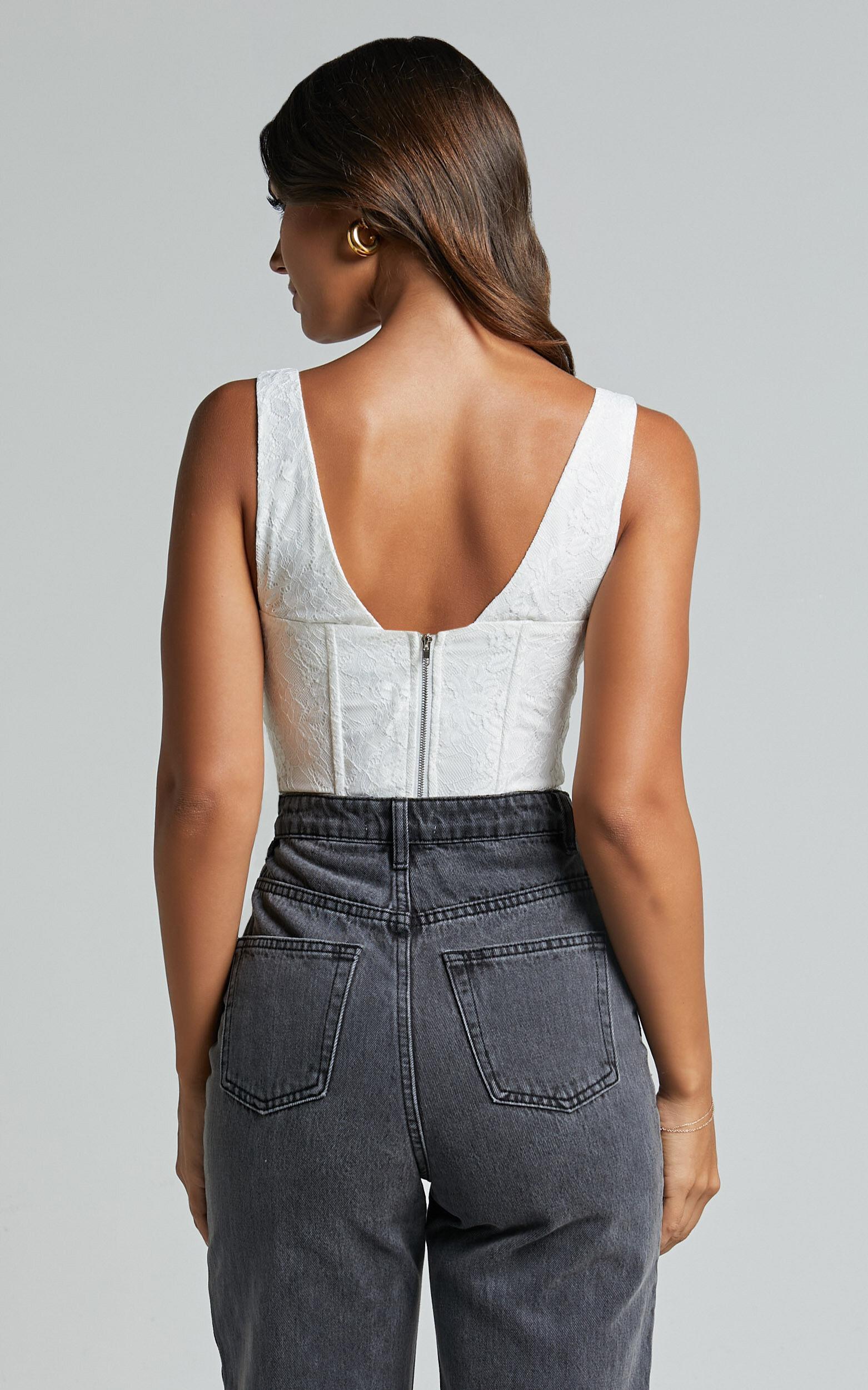 Rowan Top - Corset Lace Top in White Product Image